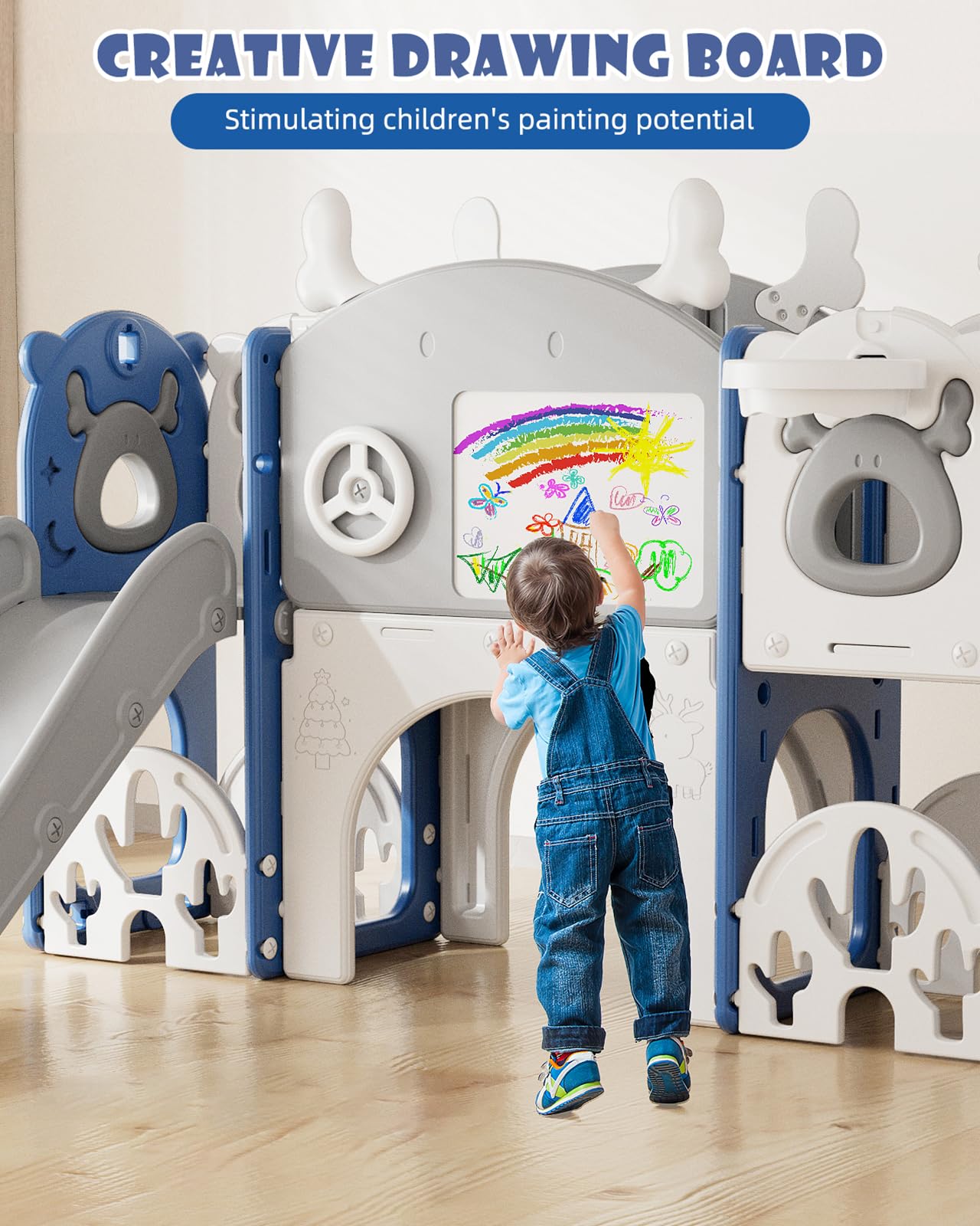 Son and daughter 2点set WFUN 9-in-1 Toddler Slide Playset, Indoor Outdoor Playground for