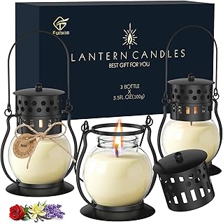 Scented Candles Gift Set - 3 Pack Candles for Home Scented Retro Lantern...