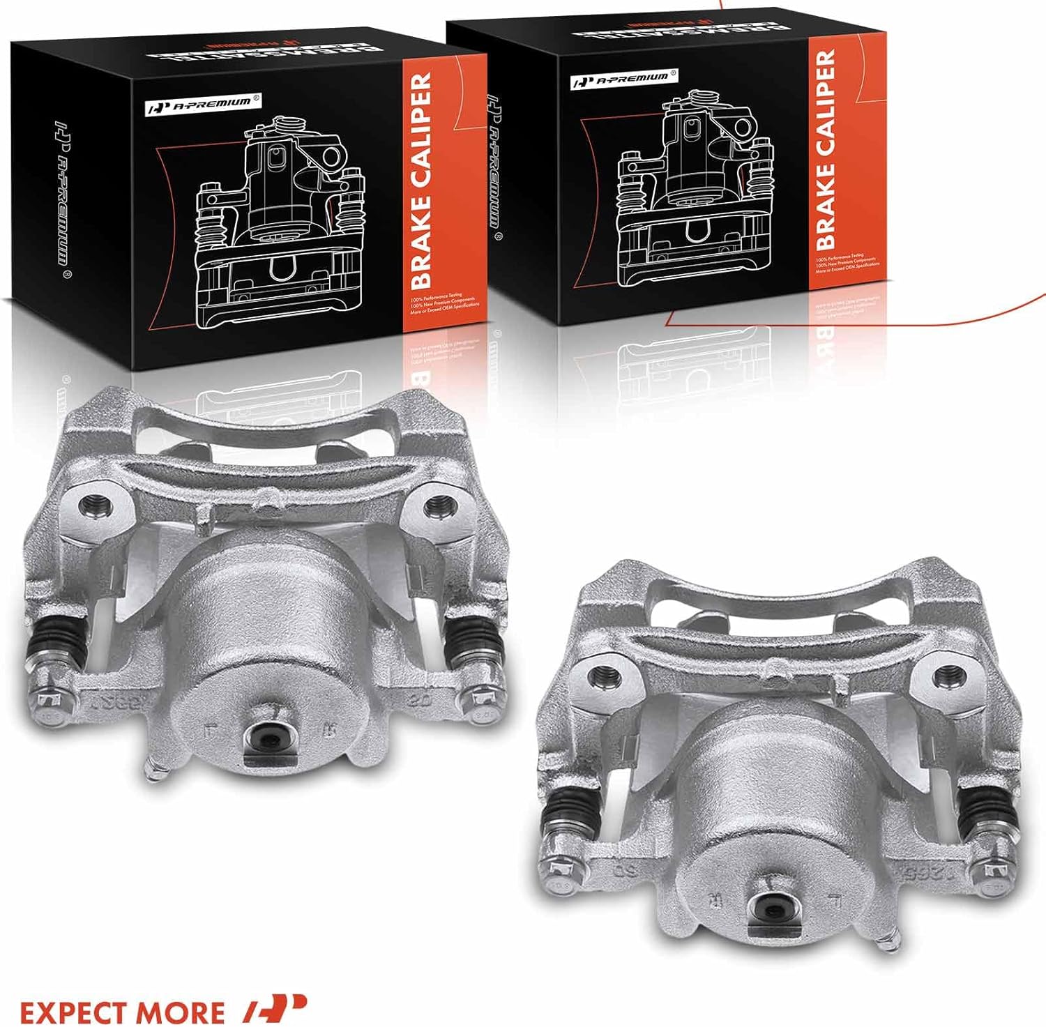 A-Premium Disc Brake Caliper Assembly with Bracket Compatible with Select Chevy and Pontiac Models - HHR 2006-2011 2.2L/2.4L, Malibu 2004-2008, G6 2006-2008 - Front Driver and Passenger Side, 2-PC Set
