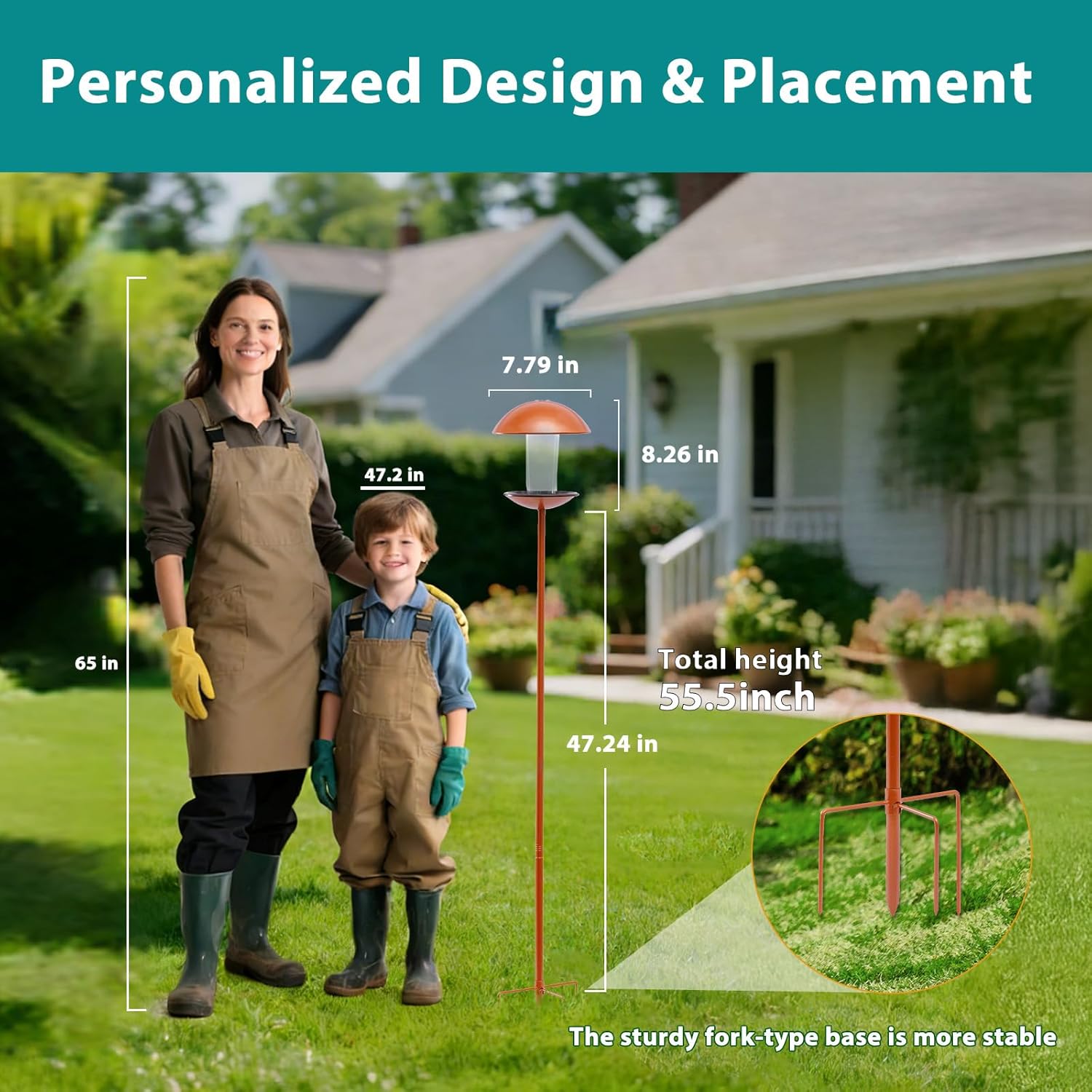 Goodeco Bird Feeder with Pole Standing - Metal Outdoor Bird Feeder for Wild Small Birds, Perfect for Yard Lawn Garden & Patio Decorations, Ideal Gifts for Mom Dad Grandparents (Round) - Image 3