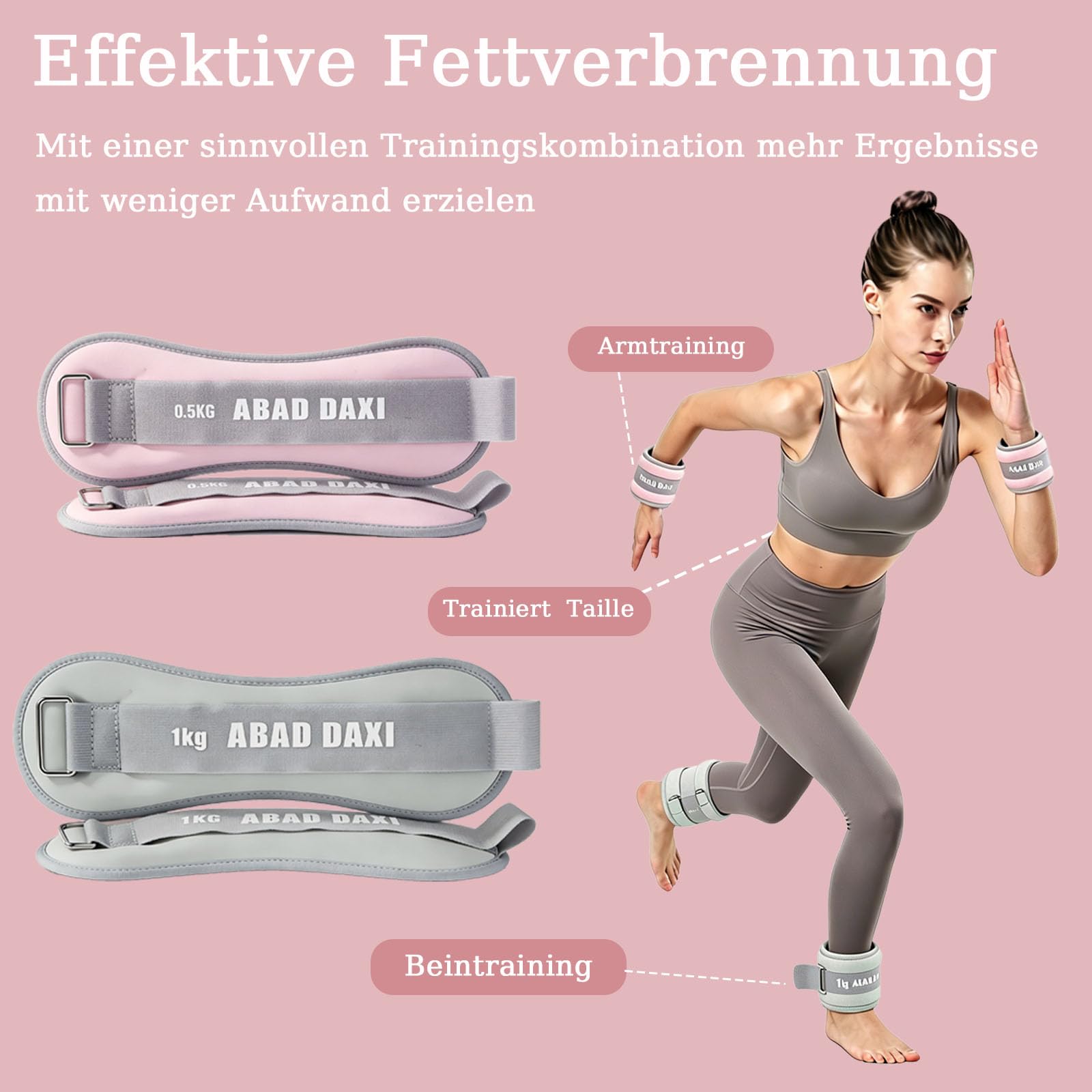 Gewichtsmanschetten, Handgelenkgewichtsmanschetten, 2er Set Verstellbare WeightsHandgelenk Gewichte, Gewichte für Beine und Arme, für Pilates, Yoga, Joggen