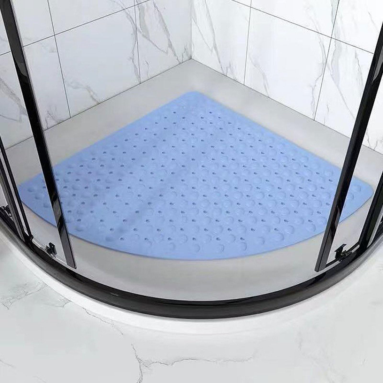 Enigmaire Sector Bath Mat,Corner Shower Mat,Rubber Bath Mat For Corner Shower,Bath Mat Non Slip,Anti-Bacterial Suction Mat,Fan-shaped,Anti Mould,Washable,Triangular,Quick Dry,For Bathroom And Toilet