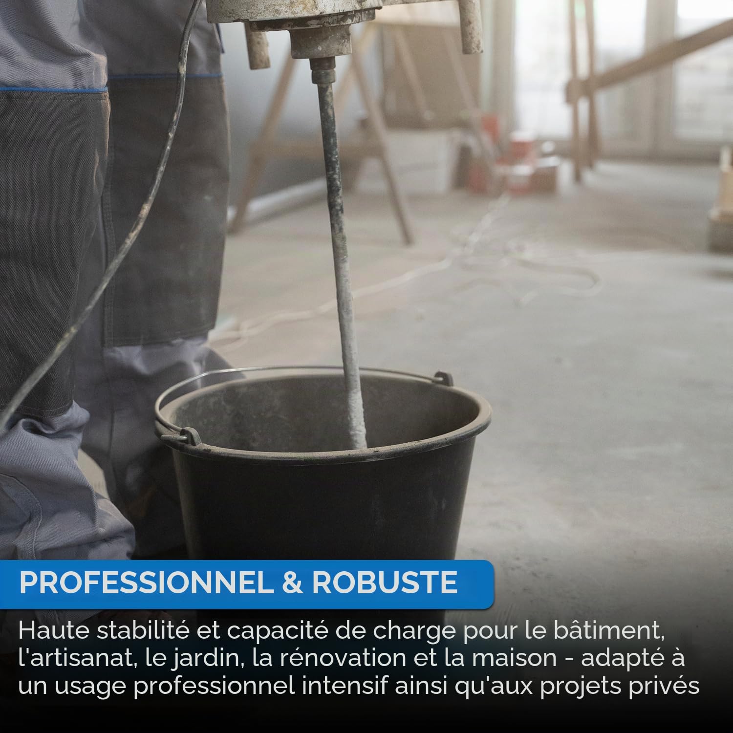 kör4u Lot de 10 seaux de construction 20 L noirs avec poignée métallique robuste, seau à mortier rond en LDPE - pour le BTP, le jardin, la maison et l'artisanat