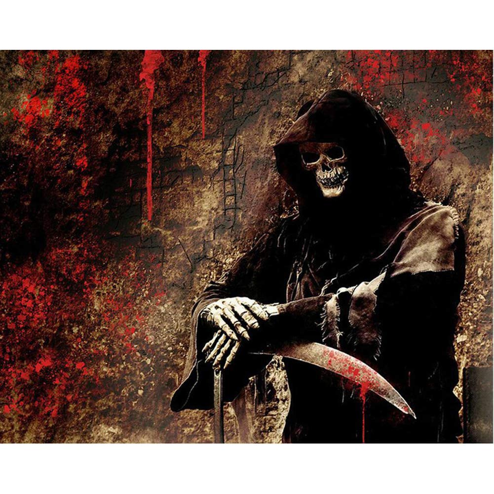 DIY 5D Diamond Painting by Numbers Kits, Grim Reaper Skeleton Man 30x40cm Canvas Full Drill Diamond Art Paint with Diamonds Crystal Cross Stitch (Skeleton)