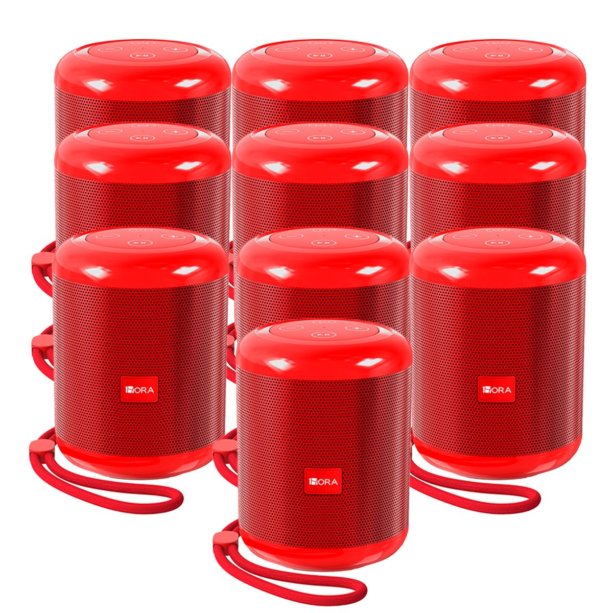 Kit 10 Mini Caixas de Som Bluetooth Vermelha com Áudio Claro e