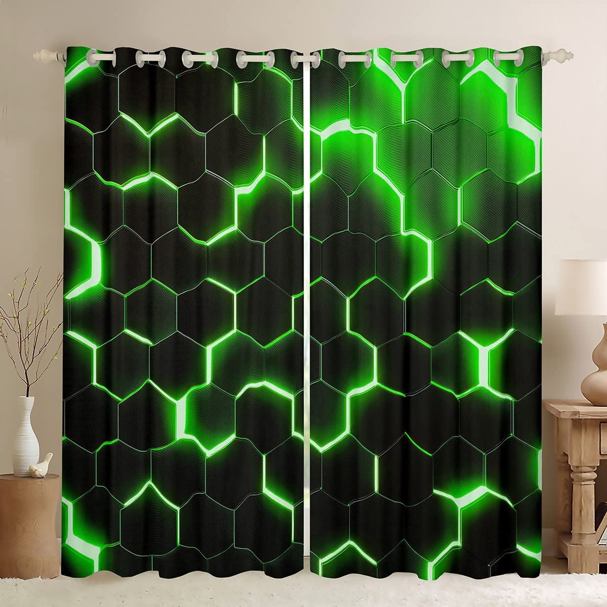 Homewish Geometric Kids 30%-50% Blackout Curtains 46" Wx72 L 2 Panels Set - Image 2