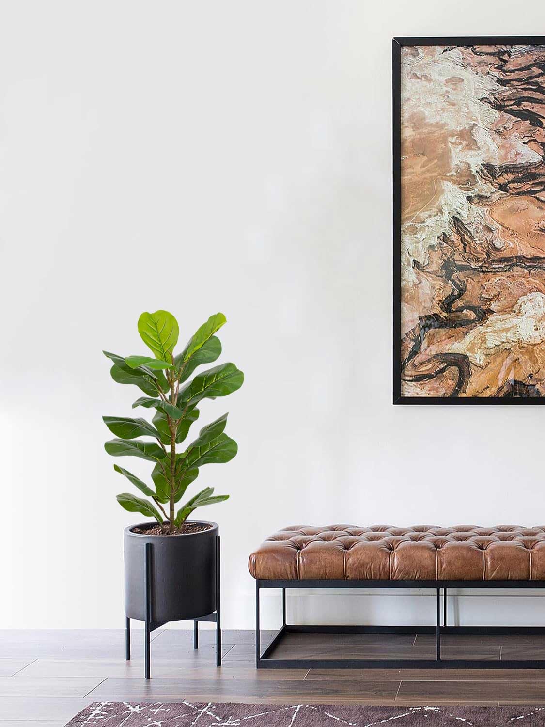 Aveyas 30 inch Artificial Ficus lyrata Fiddle Leaf Fig Tree for Home Decor, Faux Large Potted Plant Fake Silk Trees for Indoor Outdoor House Living Room Office (30 in)