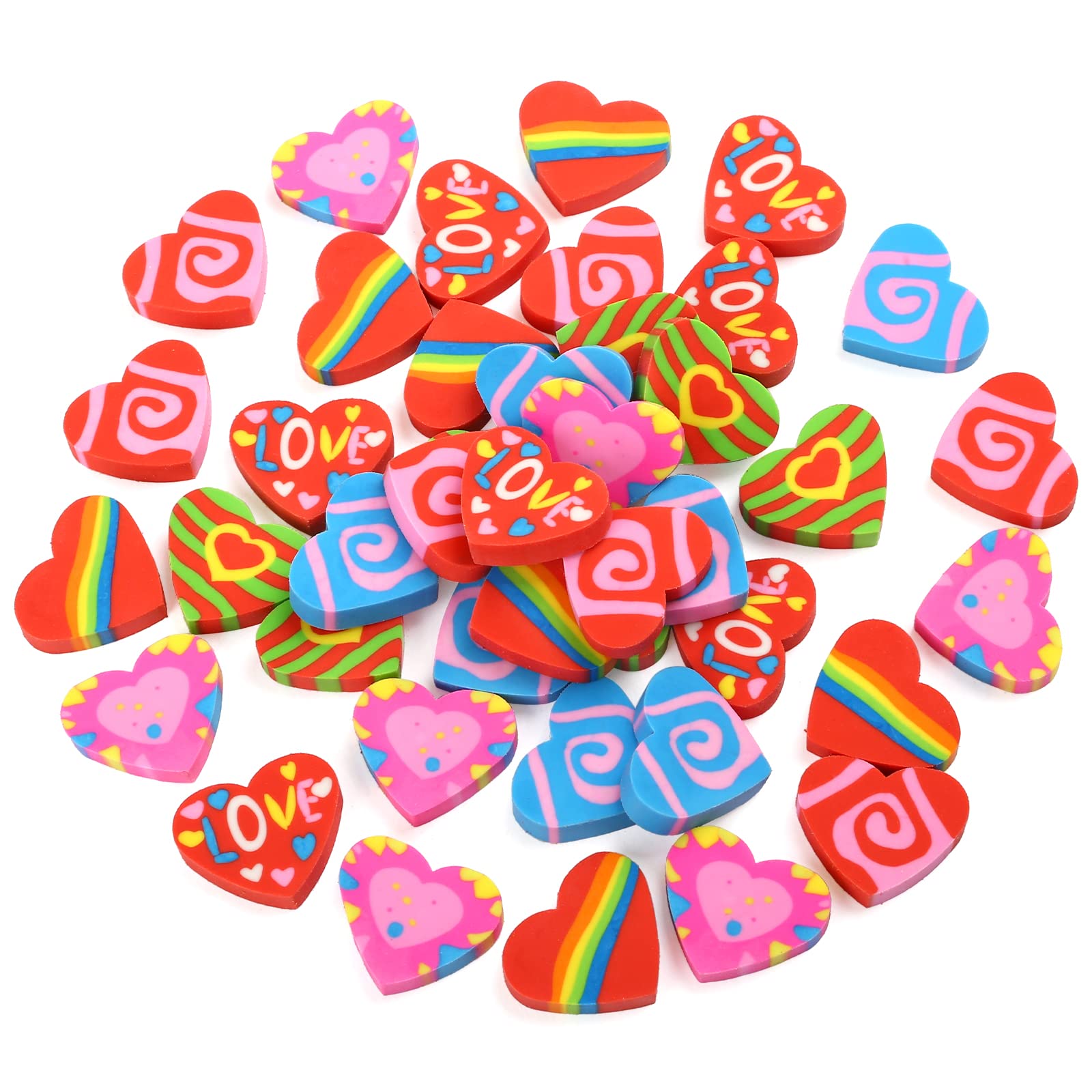 KesoteHeart Erasers Valentine Erasers for Kids, Small Mini Erasers for Valentines Day Party Favors Bags Goodie Bags Filler School Favors for Kids Classroom - Pack of 42