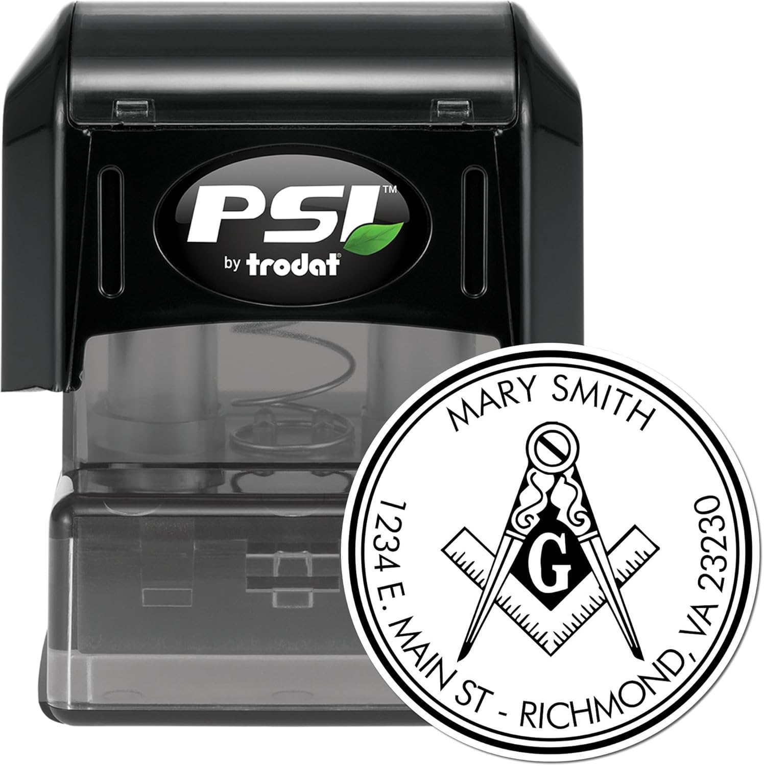 PSI Pre-Inked Majestic Masons Custom Address Stamp - Personalized Envelope Stamp for Masonic Collectors - Customized Round Stamp, 1-5/8 Size - Ideal for Personalized Mailing Needs, Envelope Stamp
