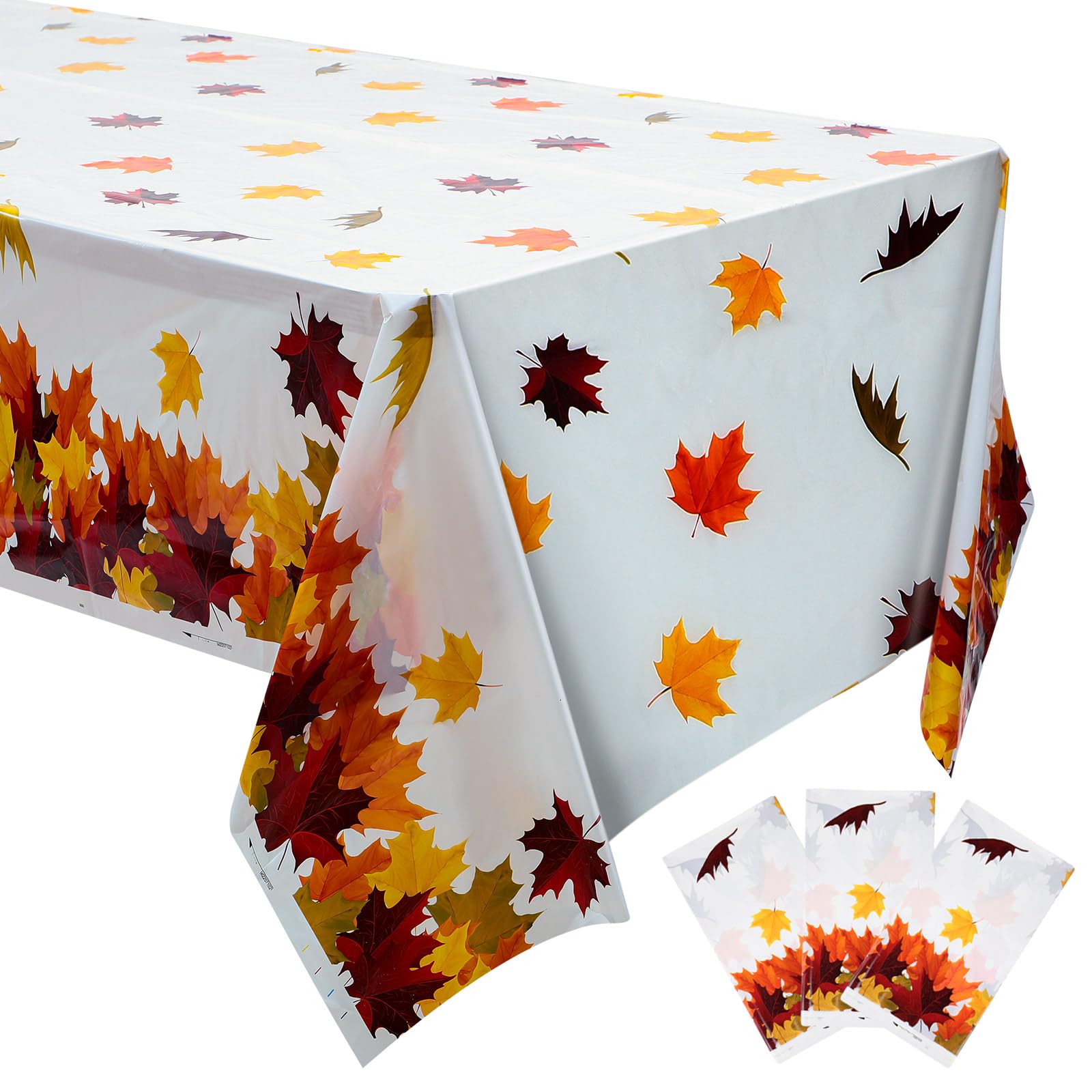 Redbaker 6 Pcs Thanksgiving Tablecloth 54'' x 108'' Plastic Rectangle Fall Tablecloth Disposable Autumn Table Cover Holiday Dining Home Decor for Harvest Party Decorations (Maple Leaves)