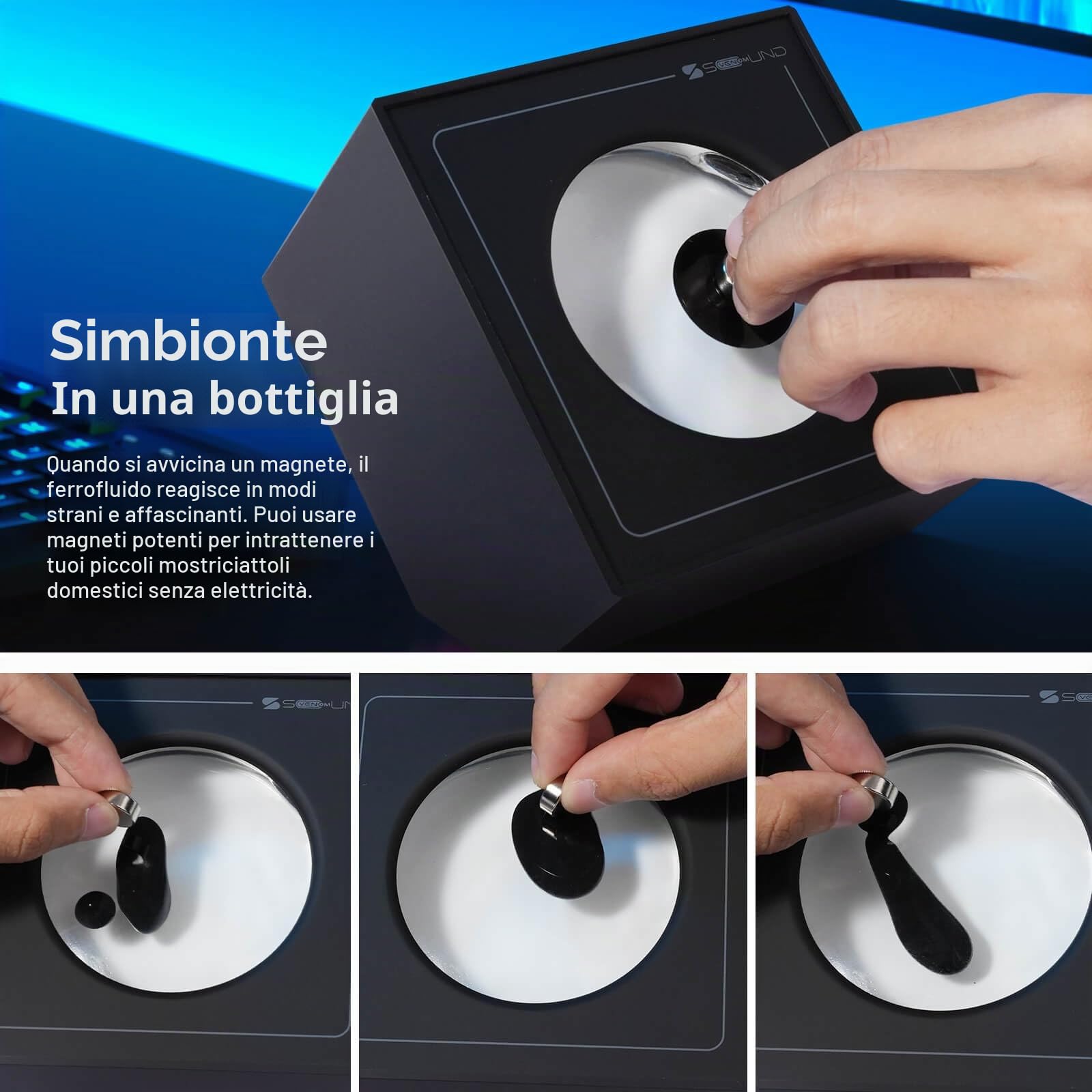 sovenomund Dancing Ferrofluid Altoparlante, Visualizzatore di suoni, soggiorno e ufficio, regalo per padre e marito (senza altoparlante)