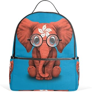 Eslifey Hong Kong Flag Baby Elephant Con Occhiali Libreria Borse Scuola Zaini Giornalieri per Studenti