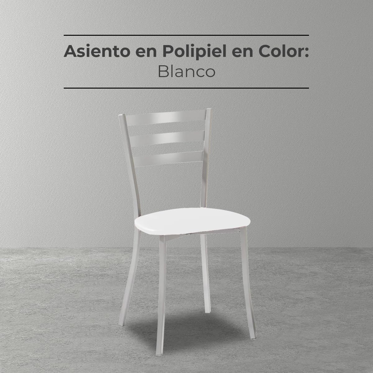 ASTIMESA SCALMBL Due sedie da Cucina, Metallo Pelle Sintetica Alluminio, Bianco, Altura de asiento 45 CMS