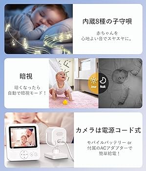Amazon.co.jp: ZAIDER ベビーモニター モニター付き 見守りカメラ