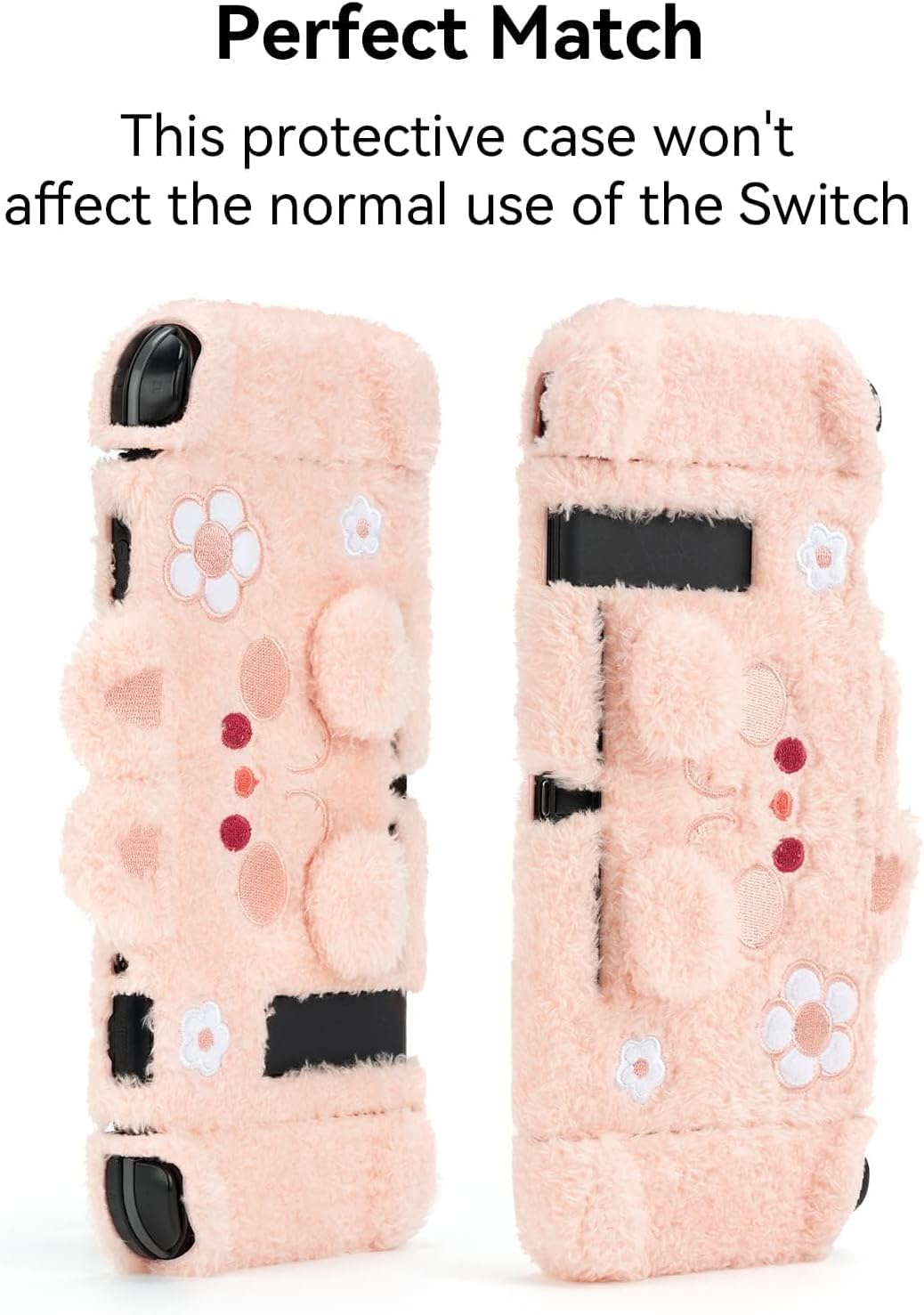 GeekShare Cute Plush Protective Case Cover Compatible with Standard Switch - Shock-Absorption and Anti-Scratch Skin Case for Switch - Plush Rabbit (for Switch 2017) - Image 4