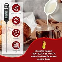 Vista 3 de Termómetro de alimentos impermeable Copkim con sonda larga, termómetro digital para carne, agua, líquido, vela y cocina de lectura instantánea