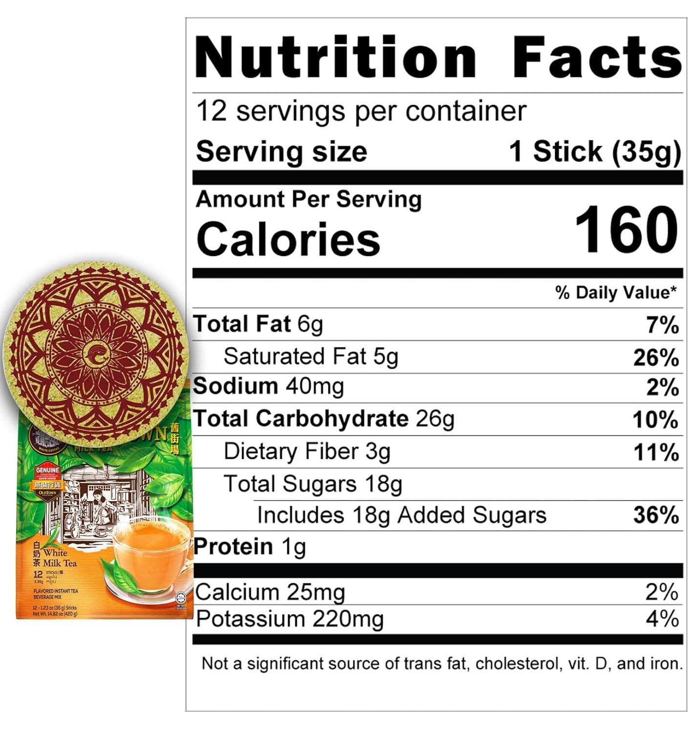 5-Pack OLDTOWN White Coffee 3 in 1 Asian Instant Coffee Package with a Cork Coaster, old town White Coffee 75 Packets with a Random Flavor Sample Packet (5-PACK, MLT)