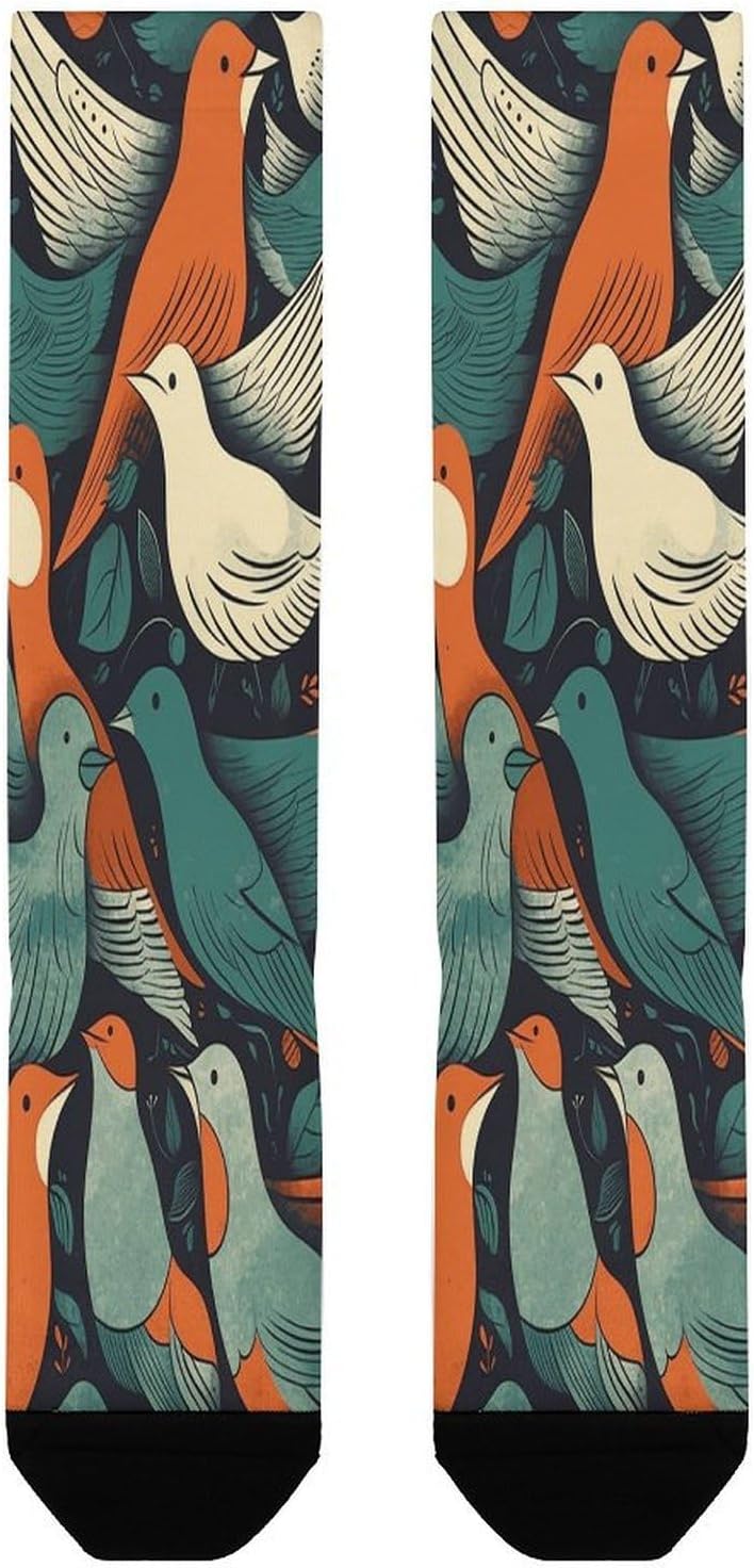 Flock of Birds Compression Sock Circulation Support Socks Lightweight Knee High Tube Sock Over-The-Calf Sock for Adult