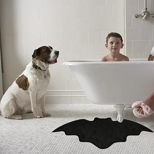 Miniatura 7 de Alfombra de baño de Halloween con diseño de murciélago y diseño gótico, antideslizante, color negro, decoración de cocina para el hogar, alfombra de