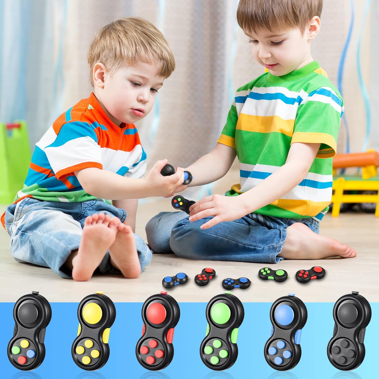Civaner 12 Pcs Fidgets Controller Toys Fidgets Clicker Pad Toys Game Retro Classic Handheld Fun Pad Packs Sensory Educational Plaything for Kids Adult Anxiety and Stress Relief(Colorful)