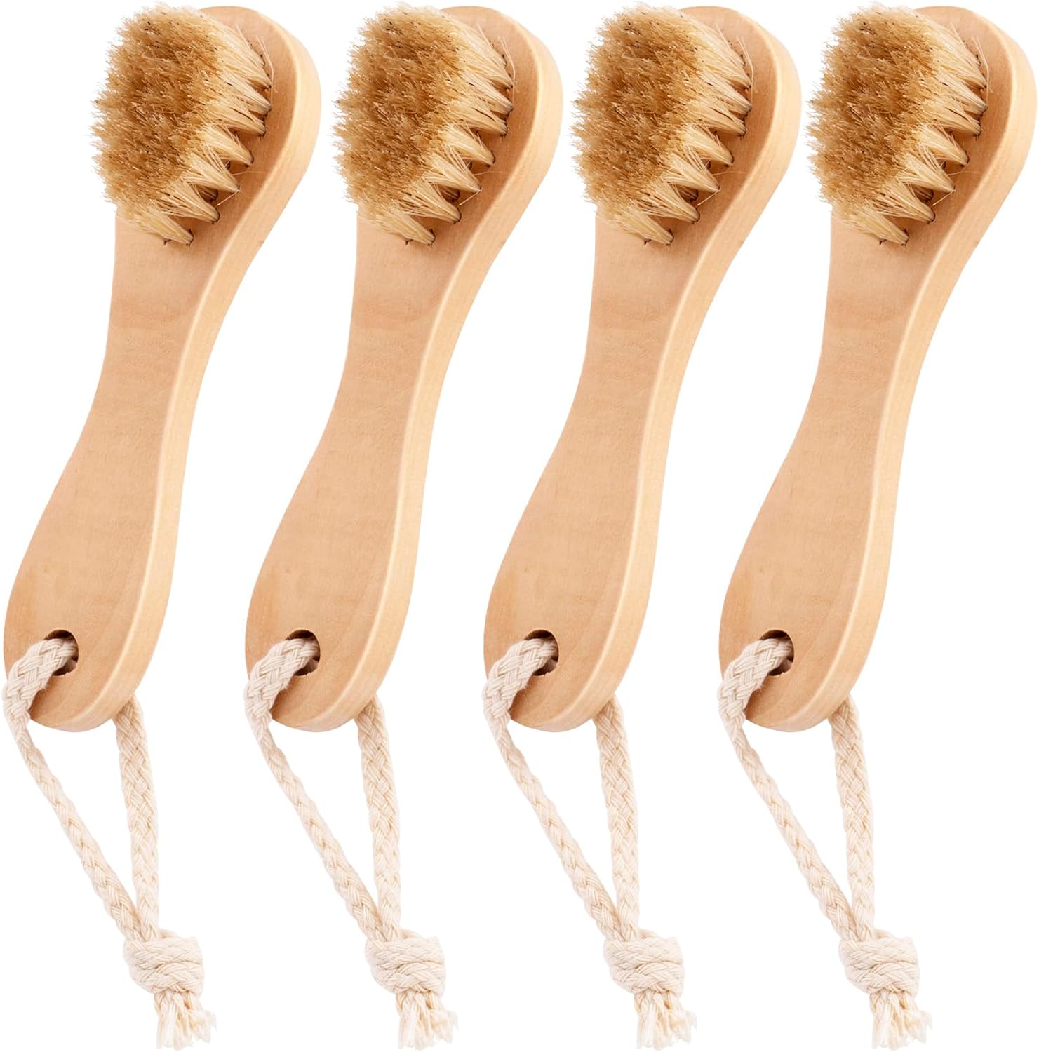 4 Pack Manual Facial Cleansing Brush for Men, Natural Bristle Face Scrubber with Wood Handle, Skin Friendly Waterproof Exfoliator Cleanser for Makeup Residues Removal Deep Cleansing 4 Pack Manual Facial Cleansing Brush for Men, Natural Bristle Face Scrubber with Wood Handle, Skin Friendly Waterproof Exfoliator Cleanser for Makeup Residues Removal Deep Cleansing