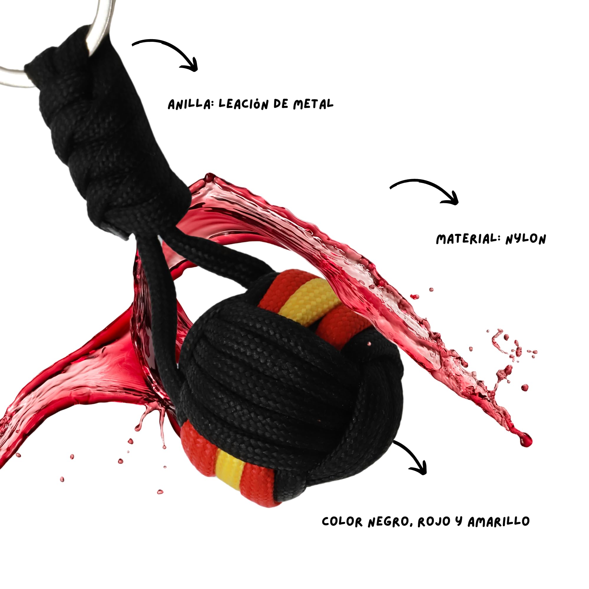 Llavero bola de cuerda bandera España, Llavero patriótico, 1 Unidad, Negro - imagen 5