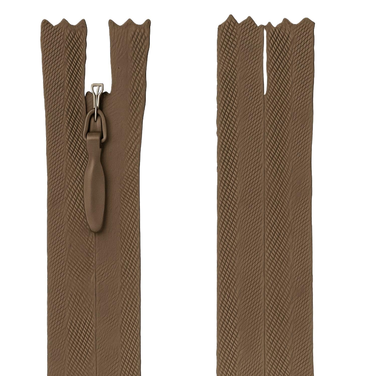 Invisible Zip Taupe 22" (56cm) - Concealed Closed-End Nylon Zipper for Sewing & Dressmaking: Evening Dresses, Bridal Gowns, Coats, Long Skirts & Couture by Giddy Square — image 1