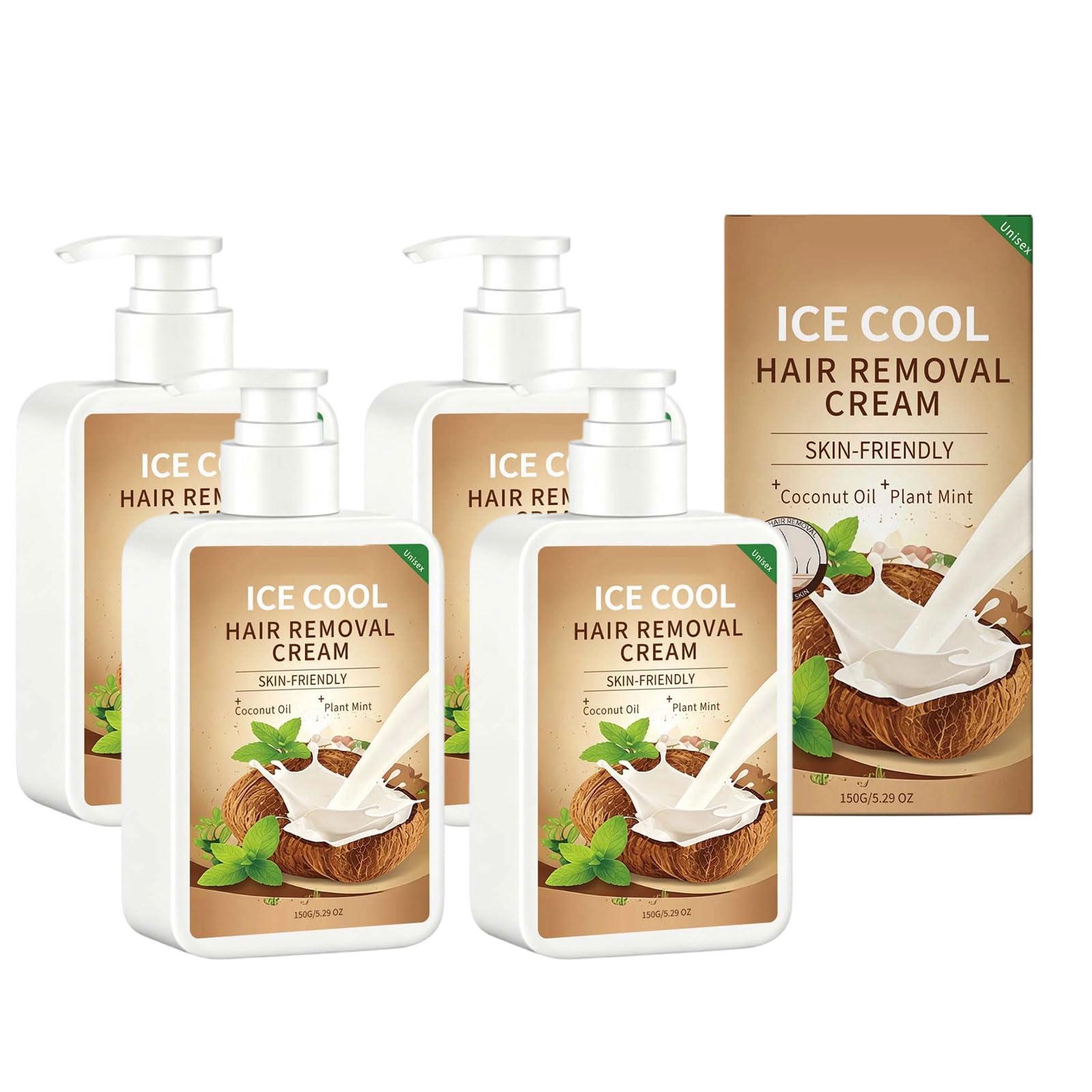 Crema Depilatoria facial, No irritante, No Deja Puntos Negros, Depilación rápida, Sin Dolor, Reduce El Crecimiento Del Cabello, Para hombres y mujeres, 150g (4 PCS)