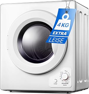 4KG Vented Tumble Dryer with Sensor Dry, FOHERE 1200W Compact Tumble Dryer with Stainless Steel Tub, Control Panel Downside Easy Control for 5 Automatic Drying Mode, White