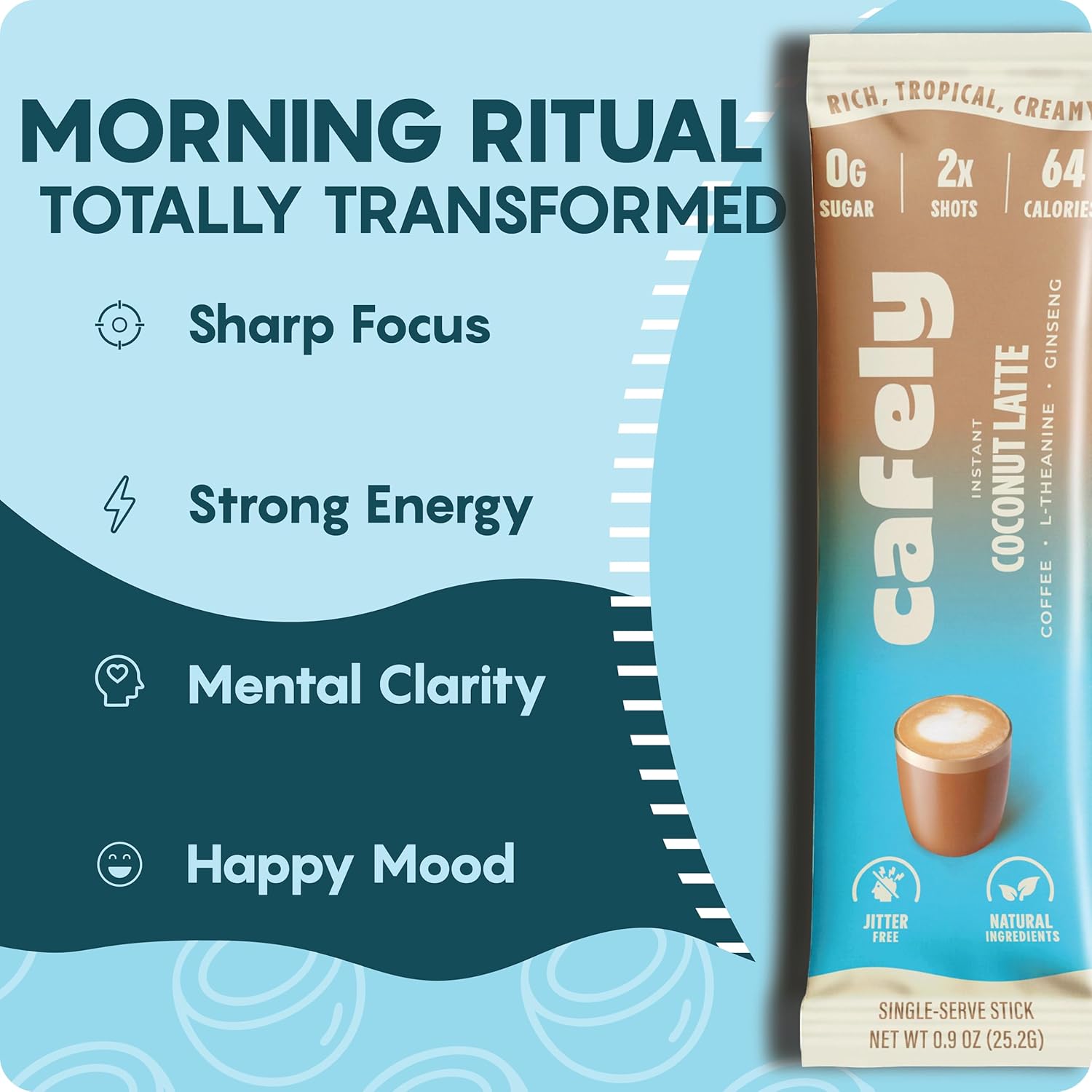 Cafely Vietnamese Coffee 2.0 – Strong Coffee + Adaptogens & Nootropics, Zero Sugar, Naturally Sweetened - High Energy & Focus - Keto Friendly - Instant Coconut Latte (Travel Pack, 15 Count)