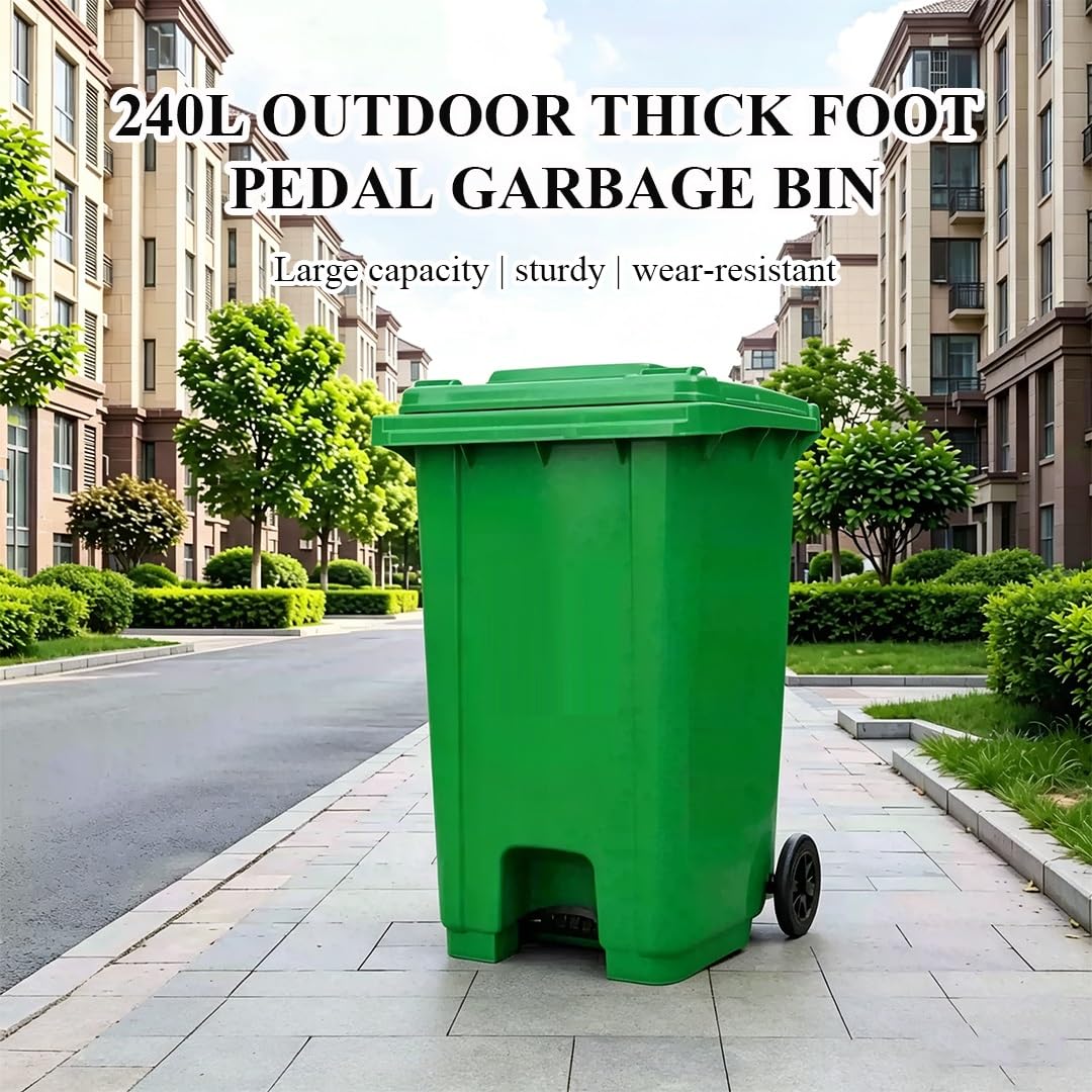 Commercial Wastebask Container,Wheeled Outdoor Garbage Can,Included Lid,for Indoors/Outdoors/Garages/Homes/Commercial Facilities(Black,240L)