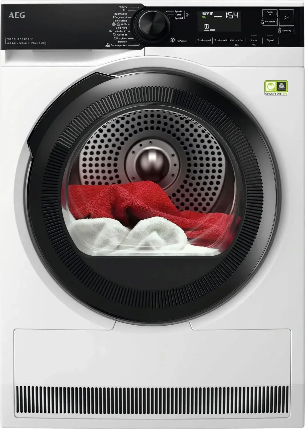 AEG TR9W75780 - Asciugatrice a pompa di calore WiFi, serie 9000 AbsoluteCare Plus, funzione di rilevamento dell'umidità residua, controllo vocale, risparmio energetico, illuminazione a tamburo, 8 kg,