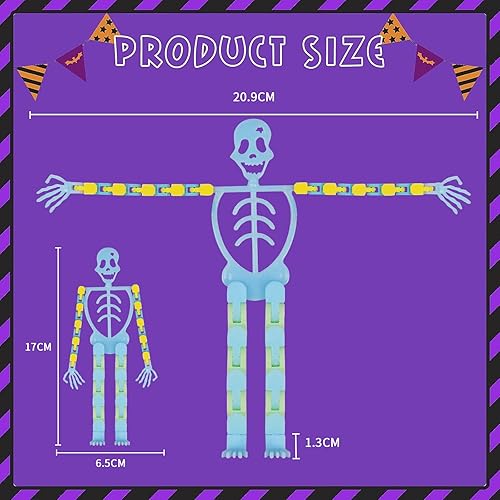 Miniatura 8 de 8 piezas de juguetes de esqueleto Fidget juguetes para Halloween fluorescente versátil esqueleto hombre descomprimir nuevos y extraños juguetes