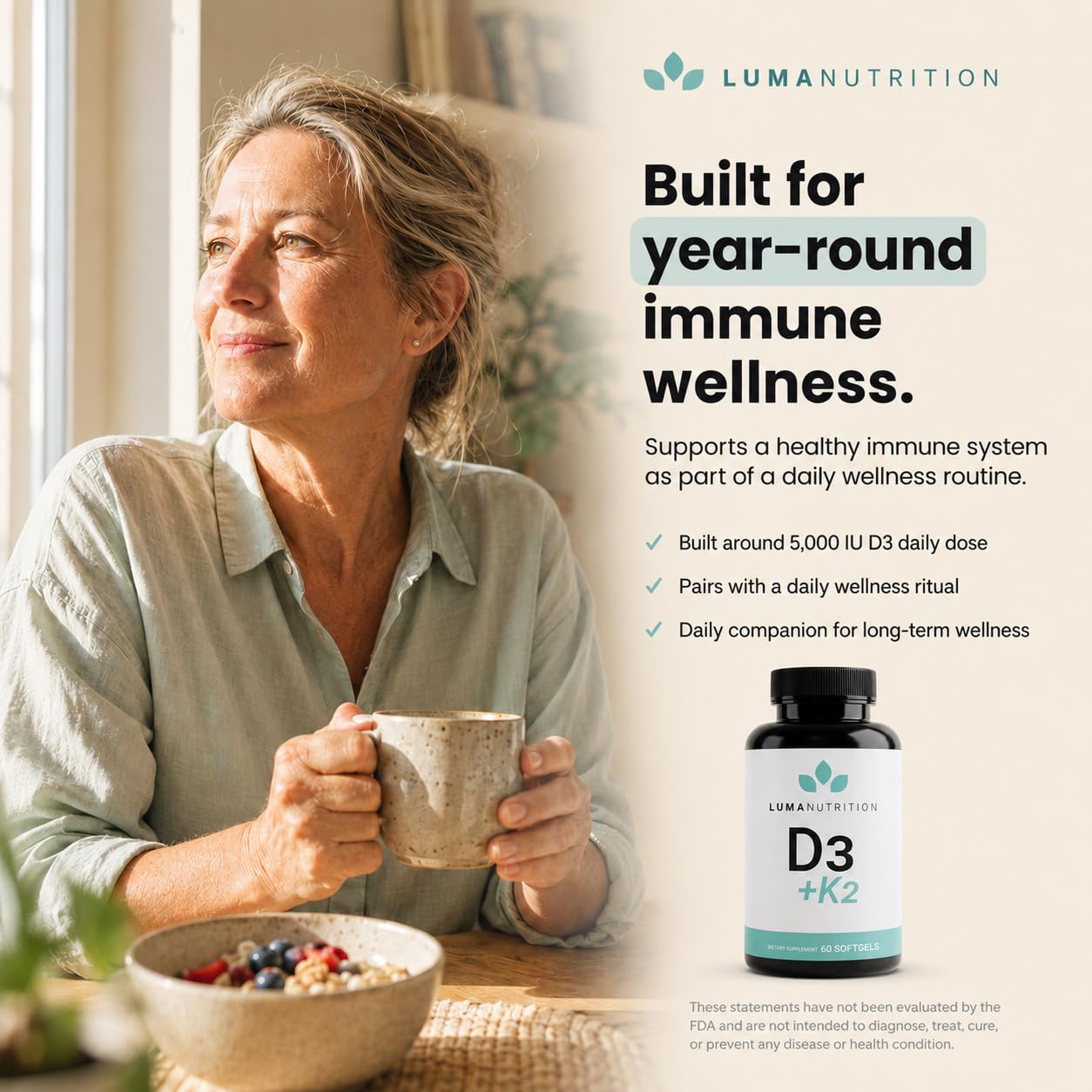 Luma Nutrition Vitamin D3 K2 Supplement 10,000 IU - 60 Softgels — Amazon image 7