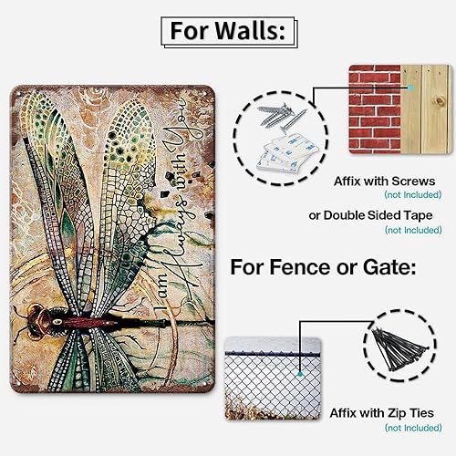 Miniatura 3 de YOYI ART Letrero de Pared de Libélula de Metal - Siempre Estoy Contigo, Letreros de Estaño Vintage para el Hogar, Dormitorio, Cocina, Jardín