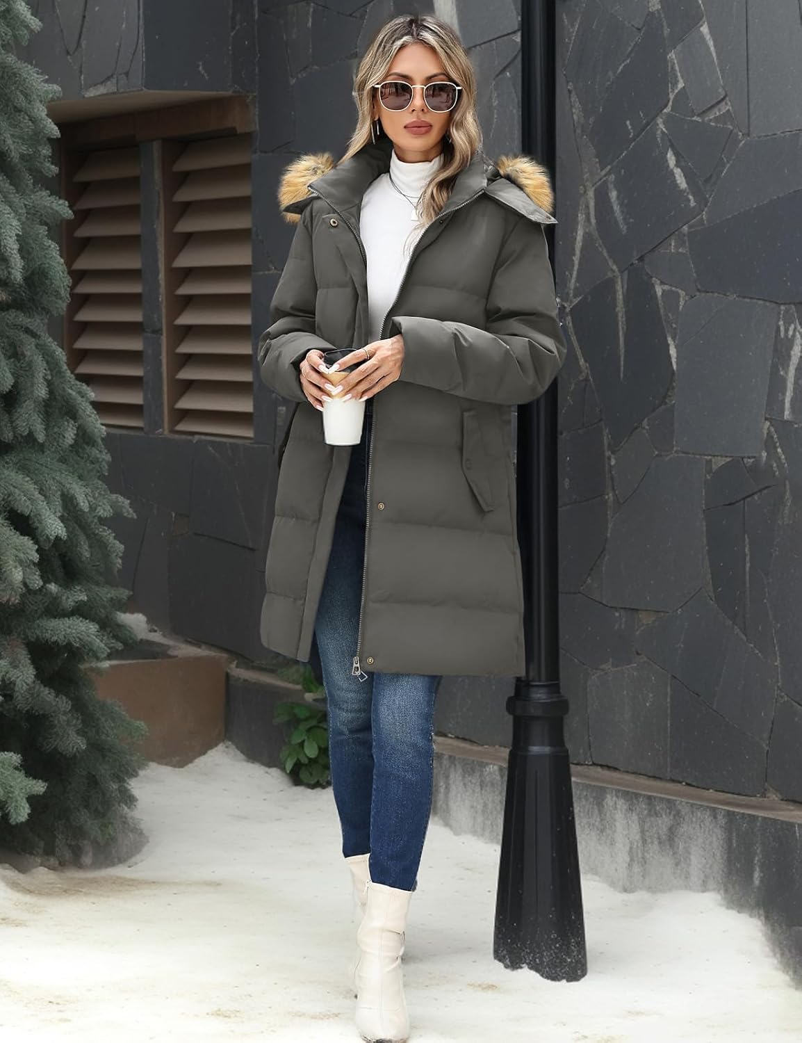 Winter Coats For Women Puffer Down Parka Thicken Warm Hooded Jacket Snow Quilted Jacket Hoodie Detachable Fur Hood 2025 - Image 8