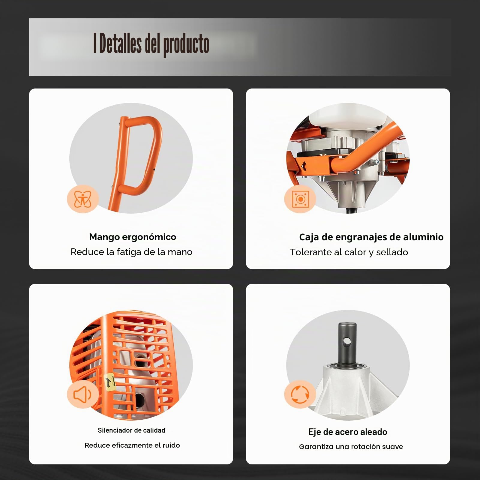 Ahoyadora Gasolina 63,3 cc con Rueda y Broca de 300 mm, 2 Tiempos | Potencia de 2,2 kW, Hasta 8800 rpm, Depósito de 1,3 L, Arranque Manual y Transmisión 30:1 para Plantar y Colocar Postes