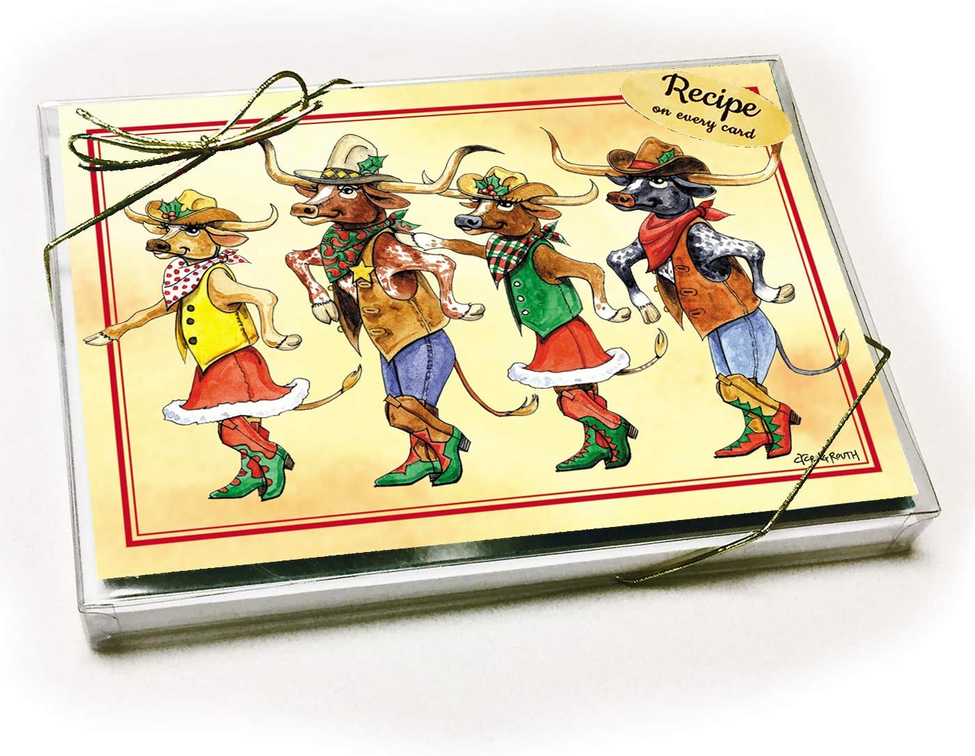The ROUTH COLLECTION Texas Christmas Card with recipe - Longhorn Line Dance