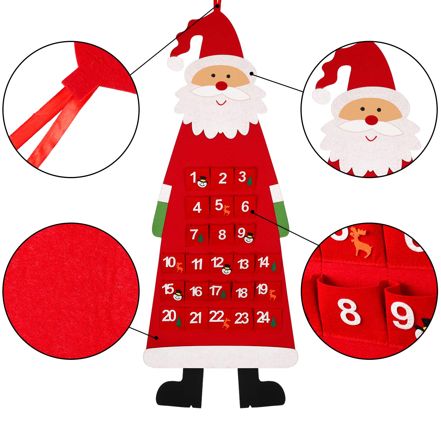 Calendario Adviento Papá Noel Entregando Regalos 24pzas 40cm | Cuotas