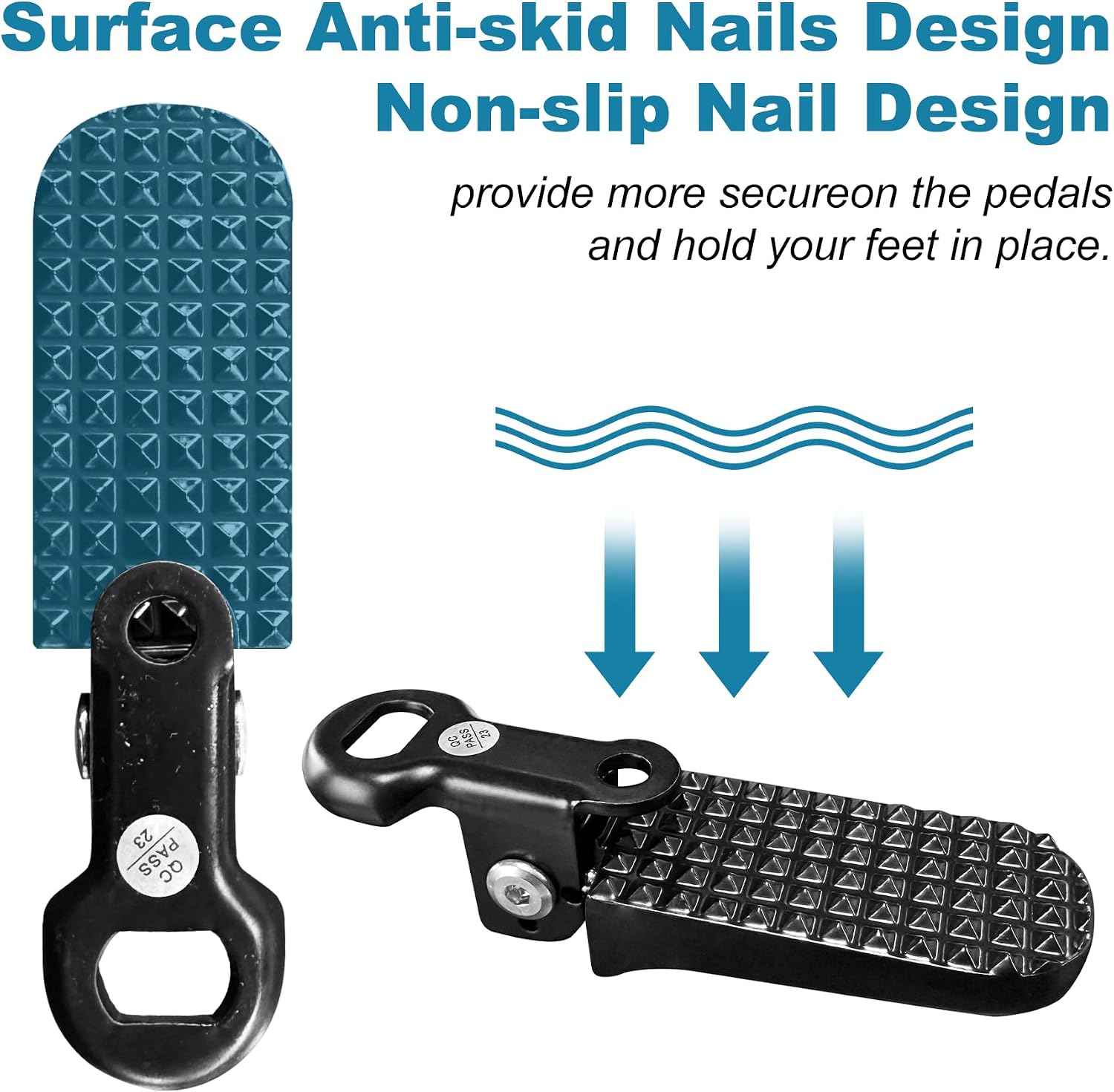 Bike Rear Foot Pegs, Folding Rear Seat Footrest | Foldable Bicycle Passenger Foot Pedals. Stable And Non Slip for Mountain Bicycles/Electric Bikes/Commuter Bikes.