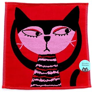 【Atsuko Matano】 アツコマタノ ガーゼハンカチ ごめんね (レッド) 婦人 レディース タオル ハンドタオル 約25cm 000119-0007-03