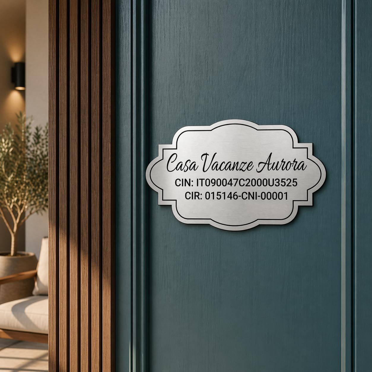 Targa Personalizzata Casa Vacanze CIN (15x8,5 cm) Targhetta Porta Ingresso Esterno B&B Affittacamere Agriturismo Incisione Laser Indelebile Targhette Personalizzate Strutture Ricettive – Lo Realizzo®