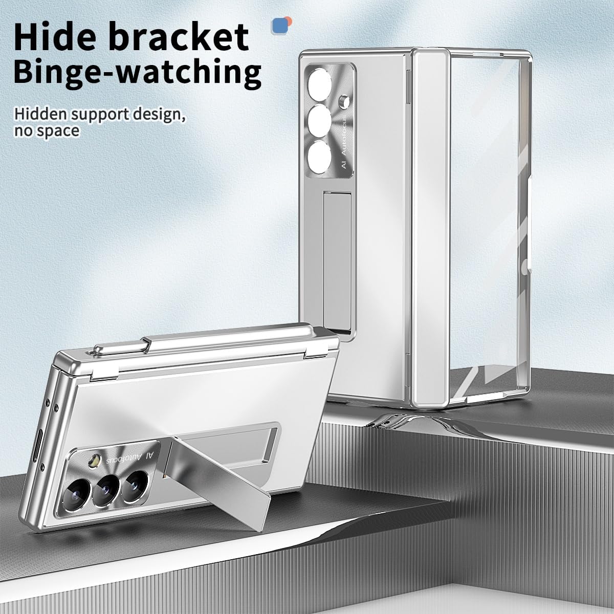 for Samsung Galaxy Z Fold 7 6 5 4 3 5G Case Aluminum Alloy Metal, Kickstand with 2 Hinges, A Pen,Glass Screen Protector, Camera Protect, Men Women Heavy Duty Case (Z Fold 6,Silver)