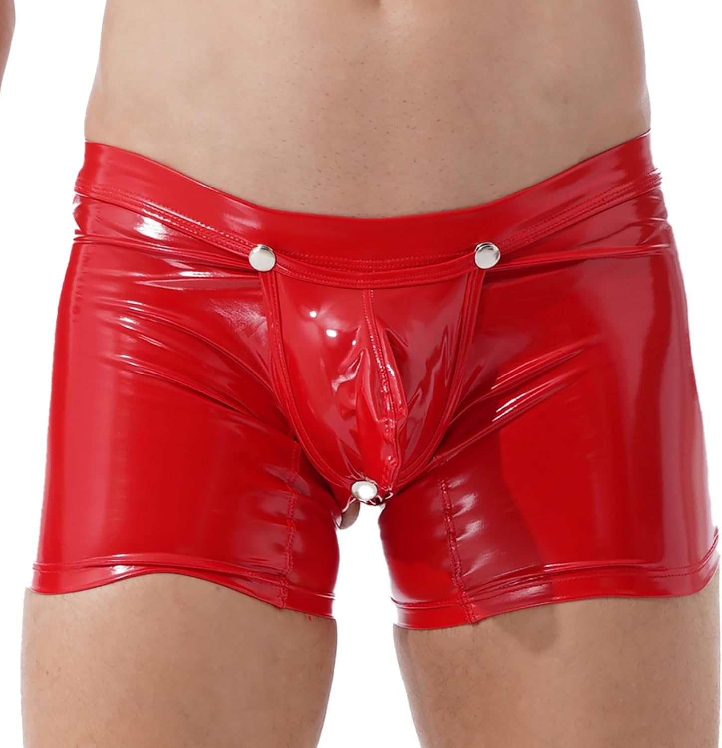 Men's PVC Patent Leather Open Pouch Shorts Latex Boxer Underwear Hollow Out Briefs Boyshorts