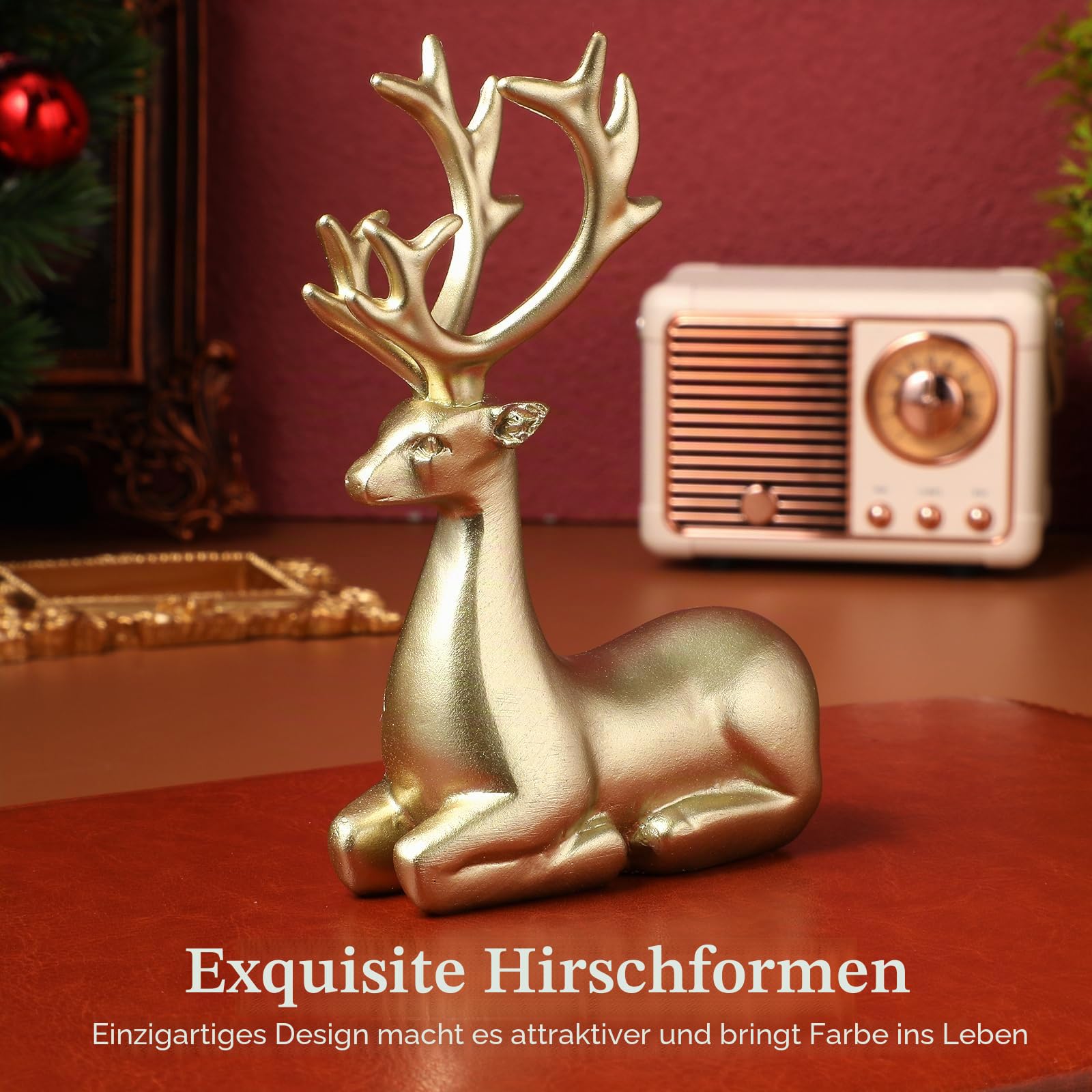 2stücke Dekorative Harz-elch Figuren Für Weihnachten Tischdekoration Und Party-Accessoires Für Zuhause Und Fotografie