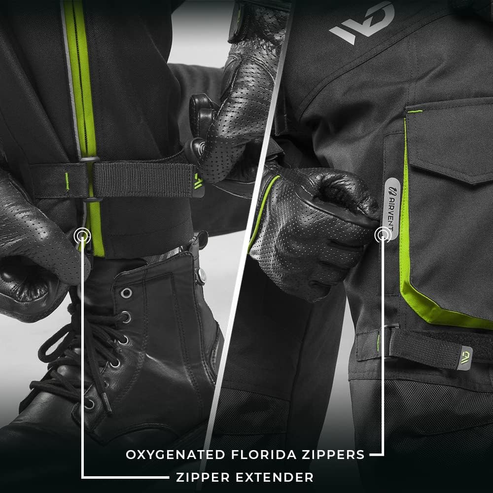 WD Motorsports Florida Pants, All-Season Textile Motorcycle Pants, Waterproof & CE Armored, Air Vent Zippers, Lightweight & Breathable, Dual Sport Biker Pants (Yellow, Small) : Clothing, Shoes & Jewelry