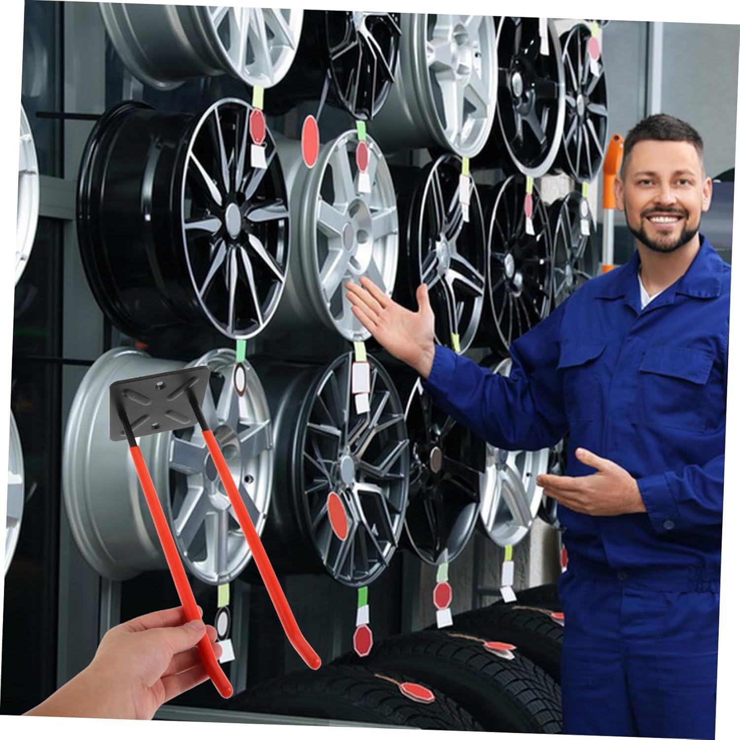 Heavy Duty Wall Mount Garage Hooks for Tire Storage Tool Organizer Space-Saving Utility Hangers for Ladders Garden Equipment and More Orange