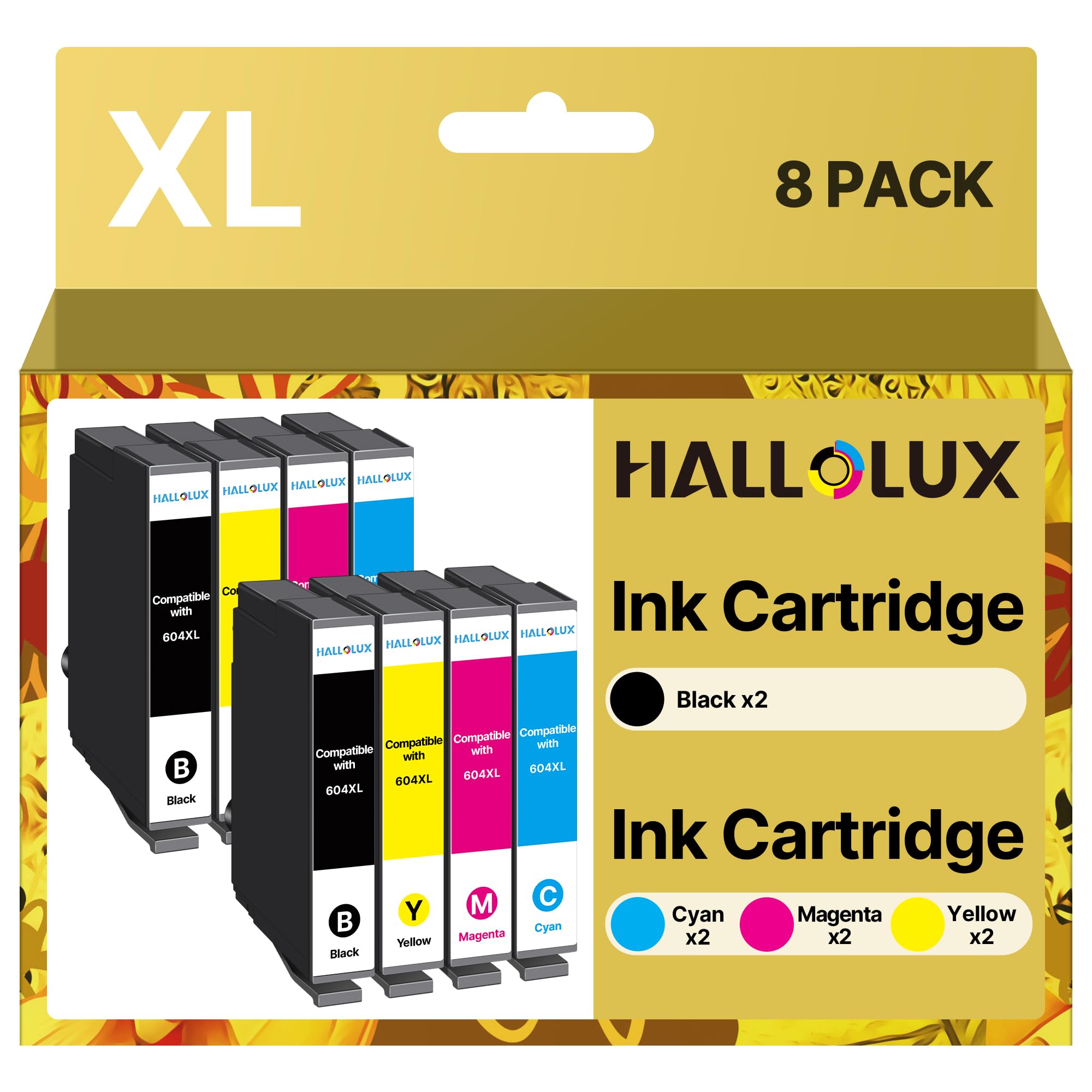HALLOLUX 604 604XL Patronen für Epson 604 Patronen Multipack 604 XL für Epson XP 3200 Druckerpatronen für XP 2205 Druckerpatronen für XP 3200 XP 3205 WF 2930 (8er-Pack)