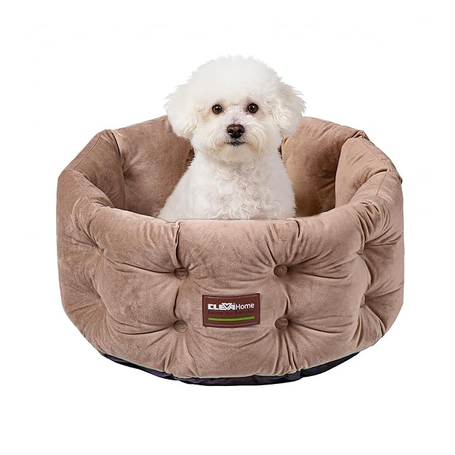 ClevaHome Cama Deep Nest para Gatos, Cama Redonda con Bordes Altos, Efecto Aterciopelado, Lavable a Máquina