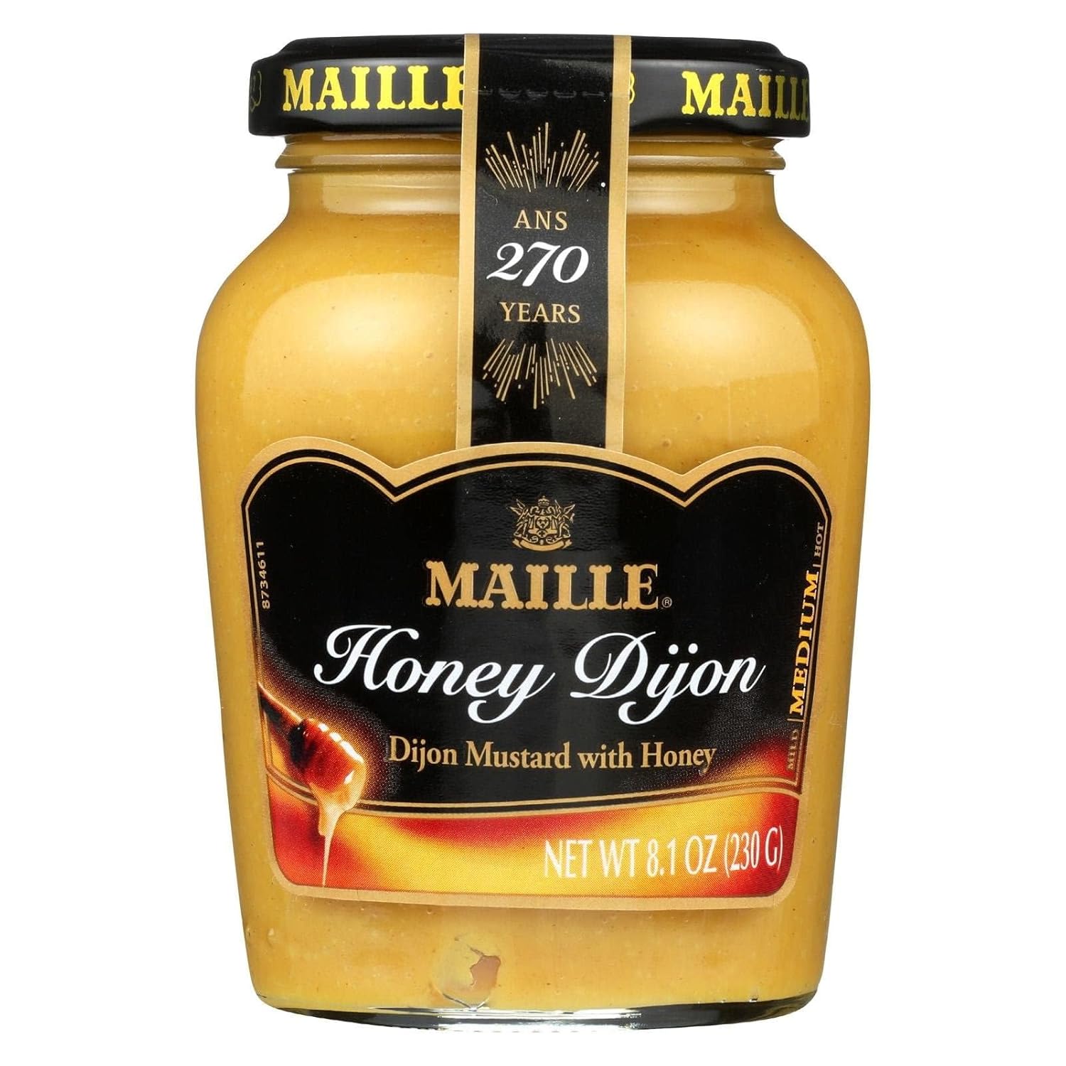 Maille Honey Dijon Mustard Imported from France with Real Honey - Ideal for Vinaigrettes, Glazed Veggies & Chicken Recipes, 8.11 oz